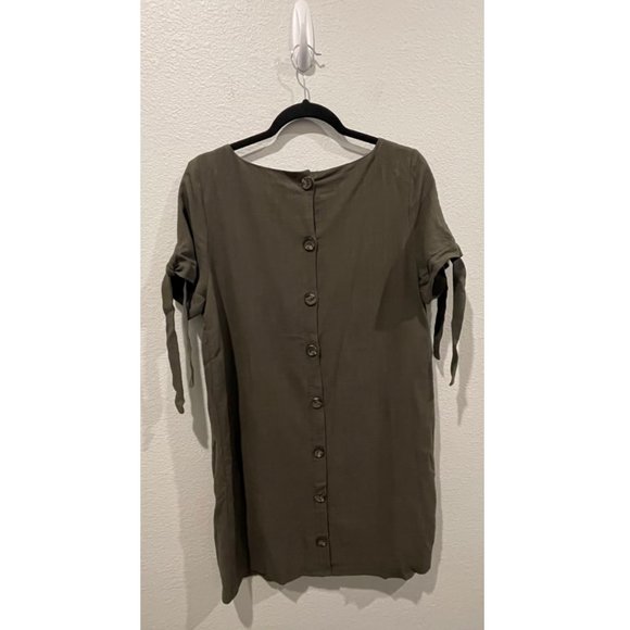 LULUS Maeve Olive Green Button Back Shift Mini Dress - Picture 3 of 6